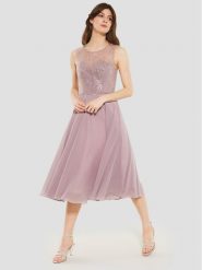 Swing Sukienka koktajlowa 5AF09900 Różowy Regular Fit. Czerwone sukienki damskie Swing, bez wzorów, z syntetyku, wizytowe, bez kołnierzyka, bez ramiączek. Za 1,359.00 zł.