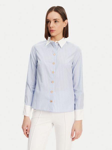 Morgan Koszula 251-CKARA Błękitny Regular Fit. Niebieskie koszule damskie Morgan, bez wzorów, z bawełny, bez kołnierzyka, bez ramiączek. Za 219.99 zł.