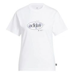 Koszulka damska ADIDAS W Elem Flrl Tee M. Białe t-shirty damskie Adidas, m, bez wzorów, z bawełny, bez kołnierzyka. Za 139.00 zł.