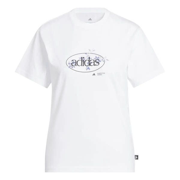 Koszulka damska ADIDAS W Elem Flrl Tee M. Białe t-shirty damskie Adidas, m, bez wzorów, z bawełny, bez kołnierzyka. Za 139.00 zł.