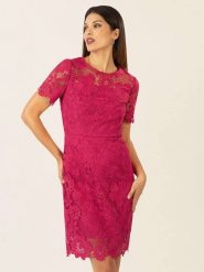 APART Sukienka w kolorze różowym rozmiar: 42. Różowe sukienki damskie Apart, bez wzorów, z koronki, bez kołnierzyka, bez ramiączek, midi. Za 292.20 zł.