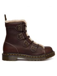 Dr. Martens Trzewiki 1460 Lace To Toe Fur Lined DM41417200 Brązowy. Brązowe botki damskie Dr. Martens, ze skóry, bez obcasa, na płaskiej podeszwie, bez zapięcia. Za 989.99 zł.
