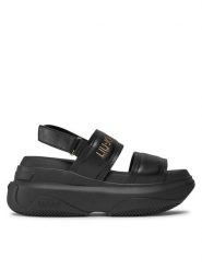 Liu Jo Sandały June Sandal 09 BA4029 EX014 Czarny. Czarne sandały damskie Liu Jo, bez wzorów, ze skóry, bez obcasa, na koturnie. Za 1,209.00 zł.