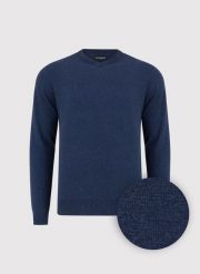 PAKO LORENTE - Granatowy sweter męski z dekoltem w serek. Niebieskie swetry męskie Pako Lorente, m, bez wzorów, z bawełny, bez kołnierzyka. Za 199.99 zł.