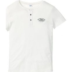 T-shirt w prążek bonprix biel wełny. Białe t-shirty męskie bonprix, m, bez wzorów, z wełny, bez kołnierzyka. Za 34.99 zł.