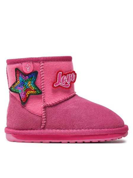 EMU Australia Śniegowce Wallaby Mini Play K12748 Różowy. Czerwone kozaki dziewczęce Emu Australia, bez wzorów, ze skóry, bez obcasa. Za 289.99 zł.