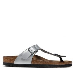 Japonki Birkenstock. Szare klapki damskie Birkenstock, bez wzorów, bez obcasa. Za 329.99 zł.
