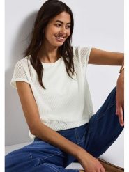 Street One Koszulka w kolorze białym rozmiar: 40. Białe t-shirty damskie Street One, bez wzorów, bez kołnierzyka. Za 131.74 zł.