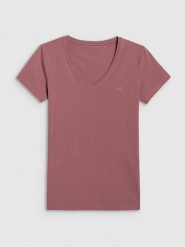 4F Koszulka w kolorze czerwonym rozmiar: XL. Czerwone bluzki damskie 4f, xl, bez wzorów, bez kołnierzyka, bez ramiączek. Za 39.68 zł.