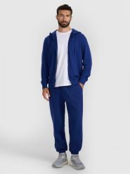 4F Spodnie dresowe joggery męskie - granatowe XXL. Niebieskie spodnie dresowe męskie 4f, bez wzorów, z bawełny. Za 149.99 zł.