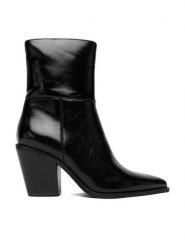 JENNY Botki CEO-LS6336-01 Czarny. Czarne botki damskie Jenny, z materiału, bez obcasa, na słupku, bez zapięcia. Za 179.99 zł.
