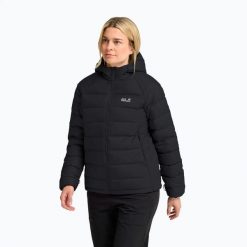 Kurtka puchowa damska Jack Wolfskin Wild Pass Down Hoody Rds. Czarne kurtki damskie Jack Wolfskin, l, bez wzorów, z materiału, bez kaptura. Za 879.99 zł.