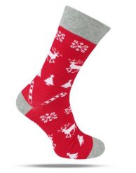 Tematyczne Skarpetki Bawełniane - Choinka, Renifer, Święta. Czerwone skarpetki męskie His Story, bez wzorów, z bawełny. Za 34.99 zł.