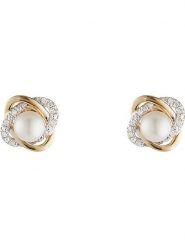 DIAMOND & CO Złote kolczyki-wkrętki "Mitsa" z diamentami i perłami rozmiar: onesize. Białe kolczyki damskie Diamond & Co, z diamentem, złote. Za 878.53 zł.