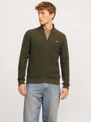 Jack & Jones Kardigan "Blurony" w kolorze khaki rozmiar: M. Brązowe kardigany męskie Jack & Jones, m, bez wzorów, z bawełny, bez kołnierzyka. Za 127.35 zł.