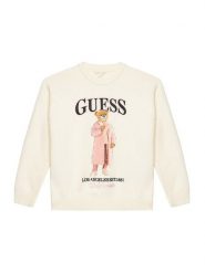 Guess Sweter J6BR05 Z1339 Kremowy Regular Fit. Białe swetry dziewczęce Guess, z aplikacjami, z syntetyku, bez kołnierzyka. Za 199.99 zł.