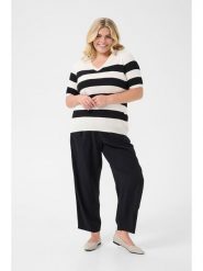 KAFFE curve Sweter w kolorze kremowo-czarnym rozmiar: L. Brązowe swetry klasyczne damskie KAFFE curve, l, bez kołnierzyka. Za 78.99 zł.