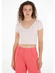 TOMMY JEANS Koszulka w kolorze jasnoróżowym rozmiar: XL. Różowe bluzki damskie Tommy Jeans, xl, bez wzorów, z jeansu, bez kołnierzyka, bez ramiączek. Za 52.67 zł.