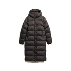 Długa kurtka puchowa z mikrofibry damska Superdry. Czarne kurtki damskie Superdry., bez wzorów, z mikrofibry, bez kaptura. W wyprzedaży za 710.65 zł.
