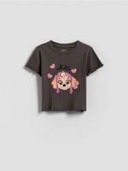 Bawełniany t-shirt Psi Patrol - ciemnoszary. Szare koszulki dziewczęce Reserved, m, bez wzorów, z bawełny, bez ramiączek. Za 35.99 zł.