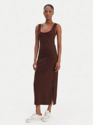 Calvin Klein Jeans Sukienka codzienna LV047E220G Brązowy Slim Fit. Brązowe sukienki damskie Calvin Klein Jeans, na co dzień, xl, bez wzorów, z jeansu, bez kołnierzyka, bez ramiączek, proste. Za 409.99 zł.