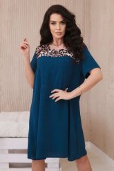 Sukienka z motywem zwierzęcym morska. Zielone sukienki damskie Włoski, na imprezę, l, bez wzorów, z materiału, eleganckie, bez kołnierzyka, bez ramiączek, oversize. Za 104.56 zł.