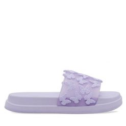 Klapki Bassano. Fioletowe klapki damskie Bassano, bez wzorów, bez obcasa. Za 49.99 zł.