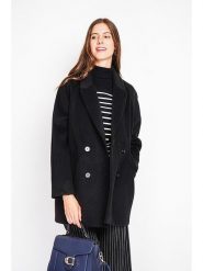 ASSUILI Płaszcz przejściowy w kolorze czarnym rozmiar: 36. Czarne płaszcze damskie Assuili, bez wzorów, z wełny, klasyczne. Za 413.99 zł.