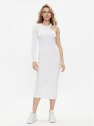 Replay Sukienka dzianinowa W9074.000.23587 Biały Slim Fit. Białe sukienki damskie Replay, xl, bez wzorów, z bawełny, bez kołnierzyka, bez ramiączek. Za 399.99 zł.