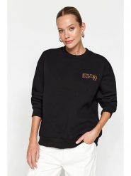 Trendyol Bluza w kolorze czarnym rozmiar: L. Czarne bluzy z nadrukiem damskie Trendyol, l, z bawełny. Za 73.99 zł.