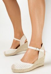 Beżowe Sandały na Plecionym Koturnie Ivorie. Brązowe sandały damskie Born2be, bez wzorów, bez obcasa, na koturnie. Za 39.99 zł.