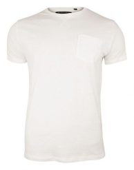 Kremowy T-Shirt (Koszulka) z Kieszonką, Bez Nadruku -Brave Soul Męski, Okrągły Dekolt, Écru, Bawełna. Białe t-shirty męskie Brave Soul, na lato, l, bez wzorów, z bawełny, bez kołnierzyka. Za 45.00 zł.