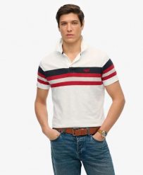 Superdry Lekka koszulka polo Stripe Jersey – paski. Białe koszulki polo męskie Superdry., na lato, m, bez wzorów, z bawełny, bez ramiączek. Za 232.10 zł.