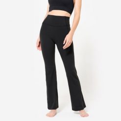 Spodnie fitness damskie Doymos FTI 520 Bootcut. Czarne spodnie sportowe damskie DOMYOS, m, z elastanu, na fitness i siłownię. Za 129.99 zł.