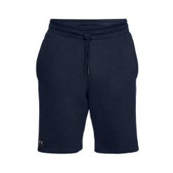 Krótka bluza Under Armour RIVAL FLEECE. Niebieskie szorty męskie Under Armour, z aplikacjami, z bawełny. Za 174.25 zł.