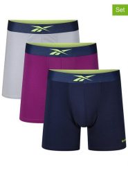 Reebok Bokserki (3 pary) "Tully" w kolorze fioletowym, szarym i granatowym rozmiar: L. Niebieskie bokserki męskie Reebok, bez wzorów. Za 78.47 zł.