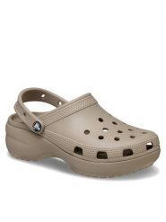 Crocs Klapki Classic Platform Clog 206750 Beżowy. Brązowe klapki damskie Crocs, bez wzorów, z tworzywa sztucznego, bez obcasa. Za 279.99 zł.