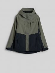 4F Kurtka trekkingowa membrana 10000 damska - khaki XXL. Brązowe kurtki damskie 4f, xxl, bez wzorów, bez kaptura. Za 399.99 zł.