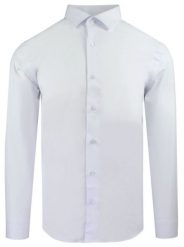 Delikatnie Taliowana Elegancka Koszula Męska - Victorio - Biała. Białe koszule męskie Victorio, m, bez wzorów, z bawełny, bez kołnierzyka, bez ramiączek. Za 145.00 zł.