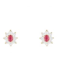 OR ÉCLAT Złote kolczyki-wkrętki "Marguerite Rubis" z kryształami rozmiar: onesize. Żółte kolczyki damskie Or Éclat, z cyrkonią, złote. Za 630.99 zł.