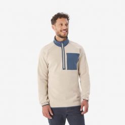 Sweter turystyczny męski Quechua NH500. Brązowe swetry męskie QUECHUA, m, bez wzorów, z bawełny, bez kołnierzyka. Za 129.99 zł.