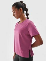 4F Koszulka treningowa oversize szybkoschnąca damska - różowa XS. Czerwone bluzki sportowe damskie 4f, xs, bez wzorów, z dzianiny, bez ramiączek. Za 79.99 zł.