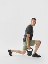 4F Spodenki treningowe regular szybkoschnące męskie - oliwkowe L. Brązowe szorty sportowe męskie 4f, l, z elastanu, na fitness i siłownię. W wyprzedaży za 79.99 zł.