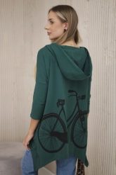 Bluza z nadrukiem roweru zielona. Zielone bluzy z kapturem damskie KESI, l, z bawełny. Za 218.51 zł.