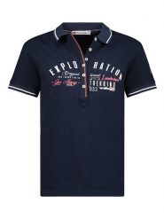 Geographical Norway Koszulka polo w kolorze granatowym rozmiar: S. Niebieskie bluzki damskie Geographical Norway, s, bez wzorów, z bawełny, bez kołnierzyka, bez ramiączek. Za 94.45 zł.