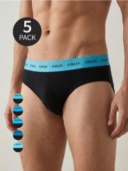 Bawełniane majtki slipy 5 pack - czarny. Czarne slipki męskie Sinsay, bez wzorów, z bawełny. Za 29.99 zł.