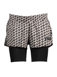 Adidas Szorty 2w1 "MMK" w kolorze beżowo-czarnym do biegania rozmiar: S. Brązowe spodenki sportowe damskie Adidas, bez wzorów, z materiału. Za 122.67 zł.