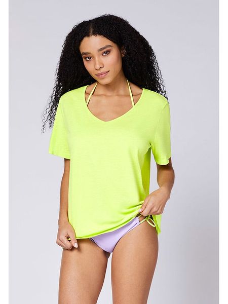 Chiemsee Koszulka w kolorze zielonym rozmiar: S. Zielone bluzki damskie Chiemsee, s, bez wzorów, z bawełny, bez kołnierzyka, bez ramiączek. Za 65.99 zł.