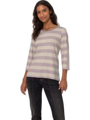 Heine Koszulka w kolorze beżowo-fioletowym rozmiar: 44. Brązowe t-shirty damskie Heine, bez wzorów, bez kołnierzyka. Za 56.99 zł.