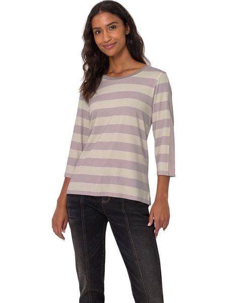 Heine Koszulka w kolorze beżowo-fioletowym rozmiar: 42. Brązowe bluzki damskie Heine, bez wzorów, bez kołnierzyka, bez ramiączek. Za 69.75 zł.